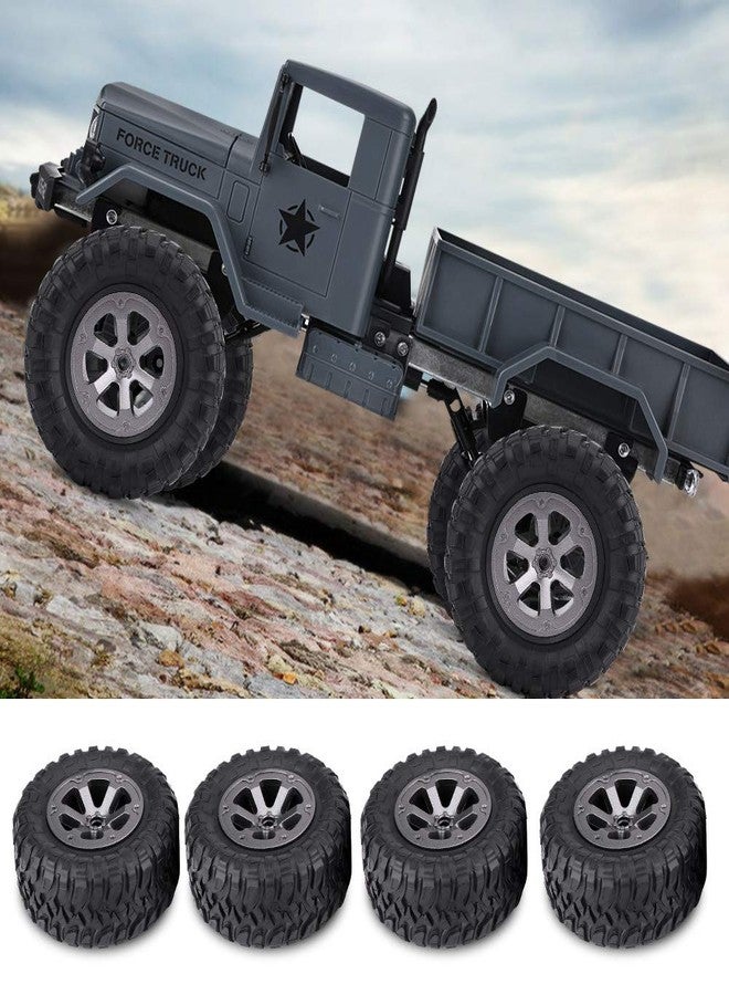 plplaaoo RC Car Tires 4PCS/Set, 1:16 Remote Control Militaty Car Part,Crawler Tires Rubber & Metal Rims, RC Wheel and Tire Set for Off Road RC Trucks, Military Crawler Vehicles - Image 3